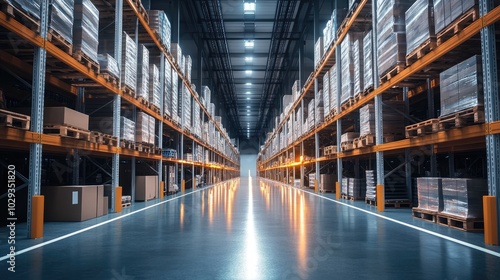 High-tech warehouse with automated systems for sorting and managing inventory