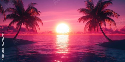 Pink Sunset Beach Tropical Paradise
