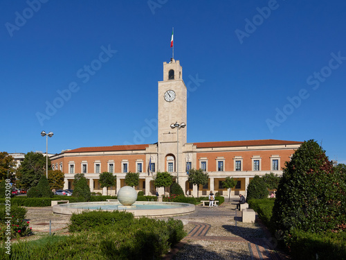 Piazza del Popolo (people's square) and the City Hall (municipio) in Latina, Italy	 photo