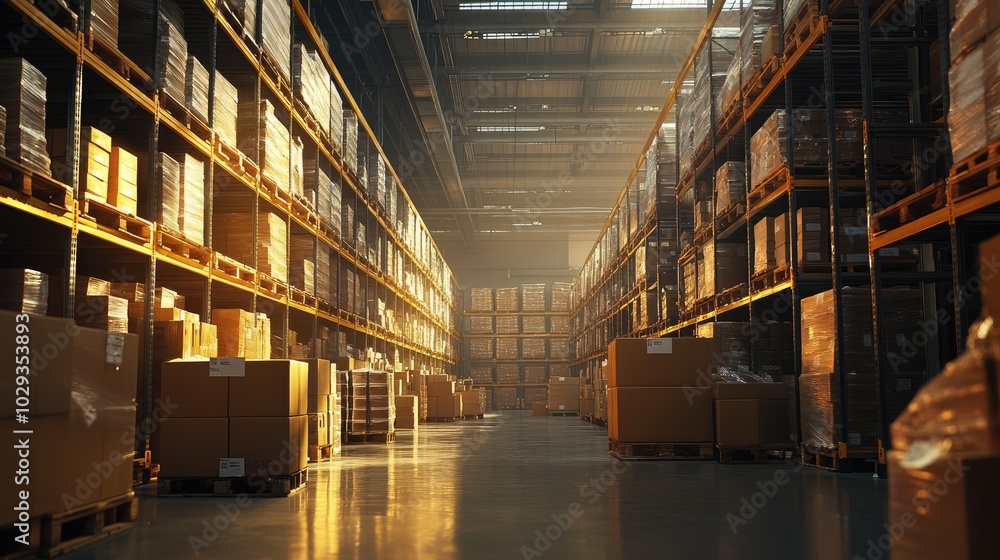 Logistics professionals coordinating shipments and tracking inventory in a well-organized distribution center Logistics professionals coordinating shipments and tracking inventory in a well-organized distribution center