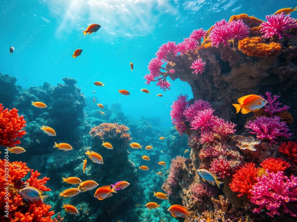 Naklejka premium Ethereal Underwater World with Colorful Coral Reef