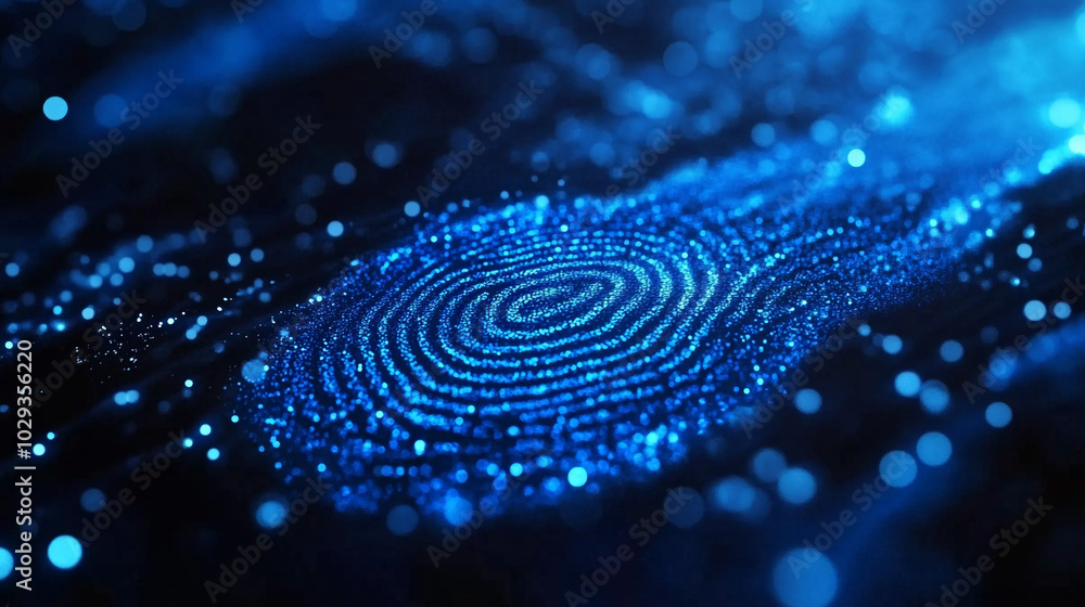 Abstract Blue Fingerprint Pattern Digital Security Concept Abstract Blue Fingerprint Pattern Digital Security Concept