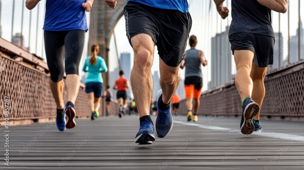 Runners on Bridge: Dynamic Running Race on City Bridge Runners on Bridge: Dynamic Running Race on City Bridge