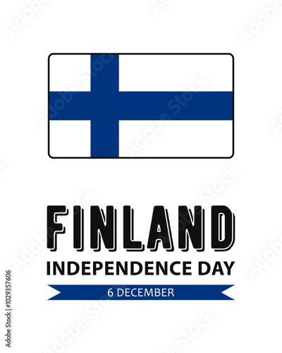 Finland Independence Day, vector design for poster, banner or greeting card. Text Finland Independence Day, 6 december and Finnish flag isolated on white background.