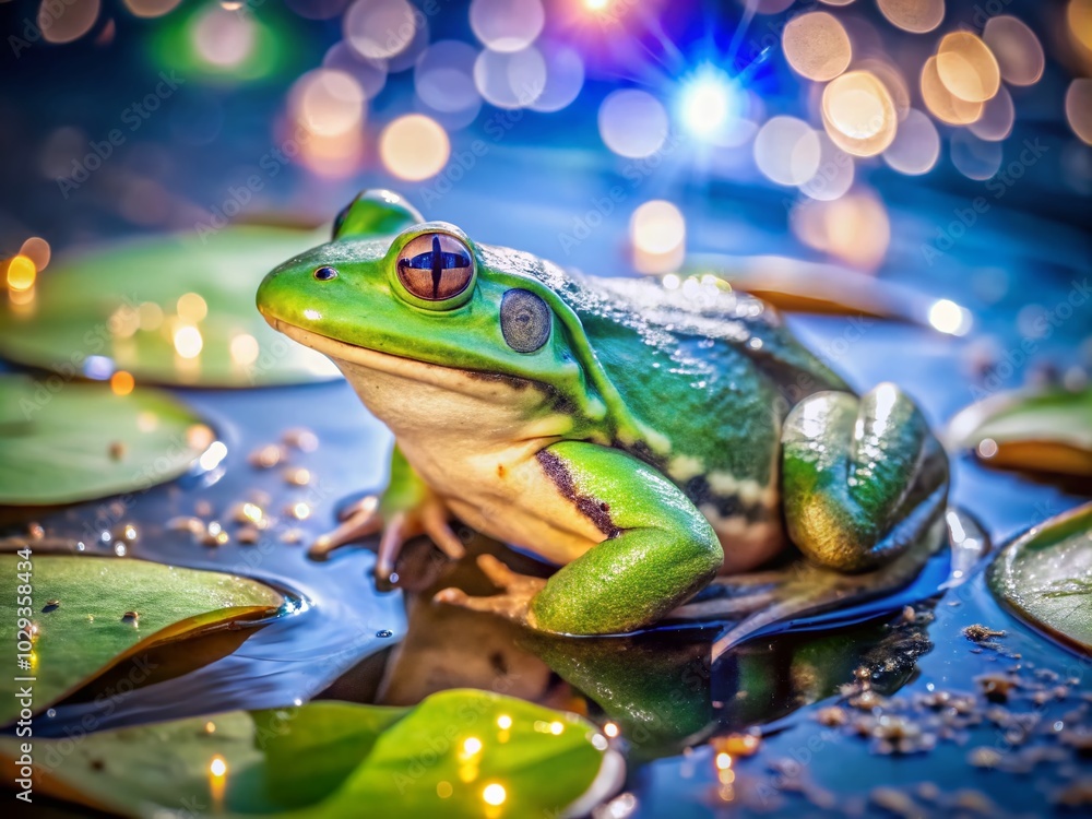 Frog in Water with Bokeh Effect - Nature Photography, Wildlife, and Serenity Frog in Water with Bokeh Effect - Nature Photography, Wildlife, and Serenity