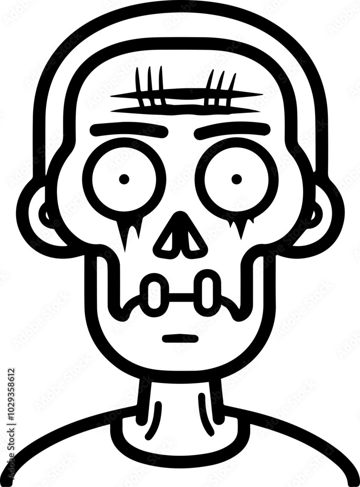 Simple Cartoon Black Zombie Outline Vector for Halloween Decor Simple Cartoon Black Zombie Outline Vector for Halloween Decor