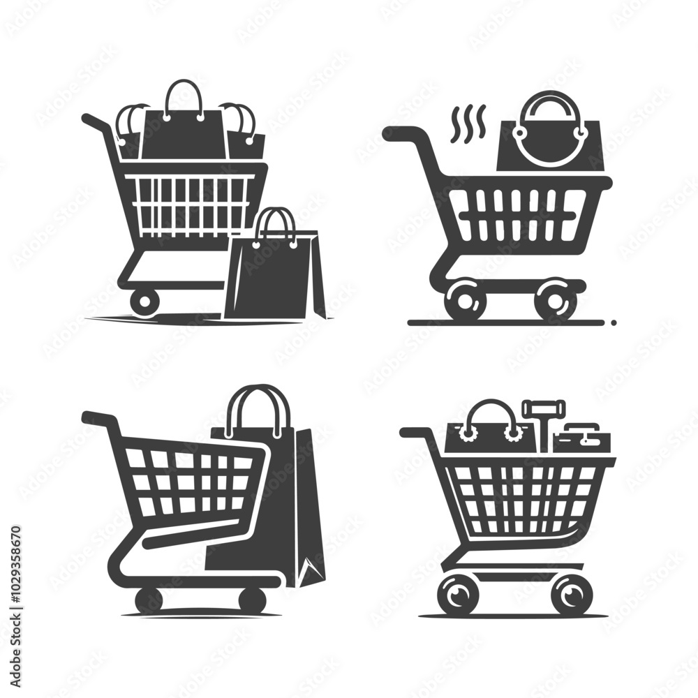Vector shopping cart icon on white background. Vector shopping cart icon on white background.