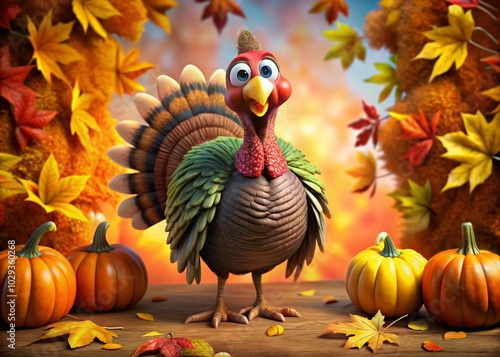 Funny Cartoon Turkey for Thanksgiving Celebrations - Whimsical Character Design and Product Photography