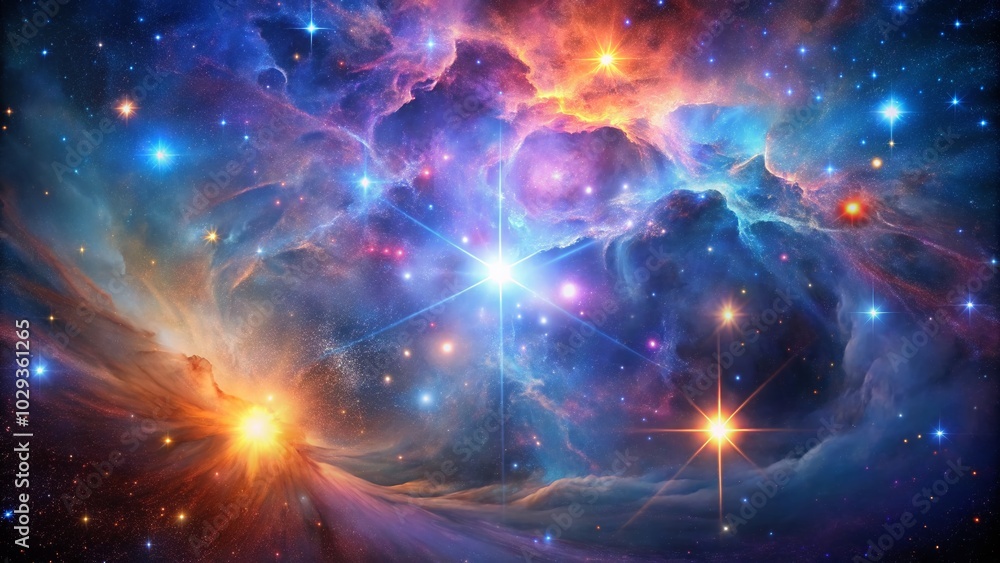 Fototapeta premium Vivid Cosmic Nebula with Star Dust - High Dynamic Range Photography