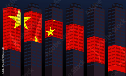 Chinese property sector crisis, financial crisis, China's Banking System, Real Estate slump, stock market exchange chart with information trading and finance