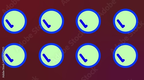 Muitiple chack marks blue color animated simultaneously and color background. photo