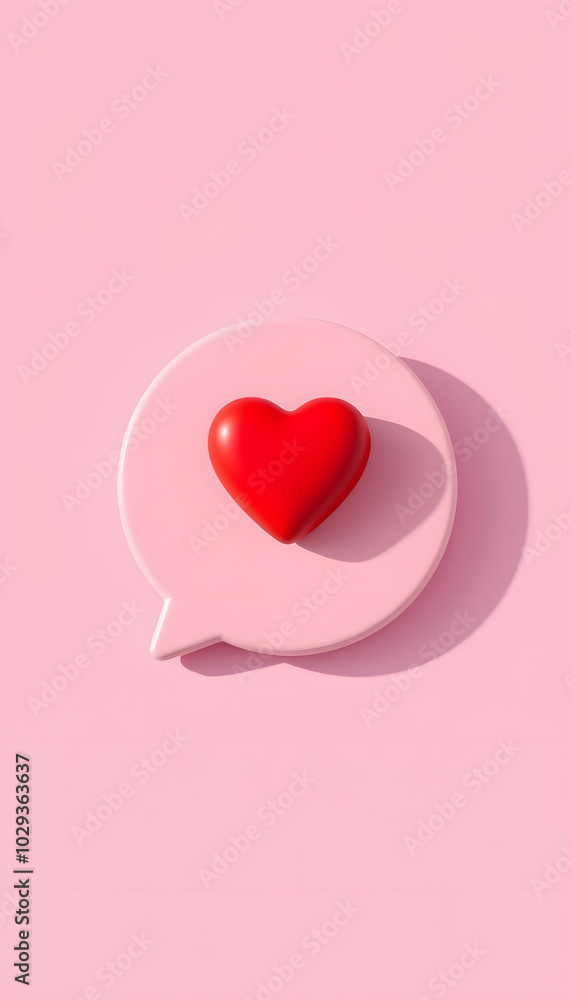 3d love like heart social media notification chat icon on pink pastel color background with shadow minimal conceptual 3D rendering isolated with white highlights, png 3d love like heart social media notification chat icon on pink pastel color background with shadow minimal conceptual 3D rendering isolated with white highlights, png