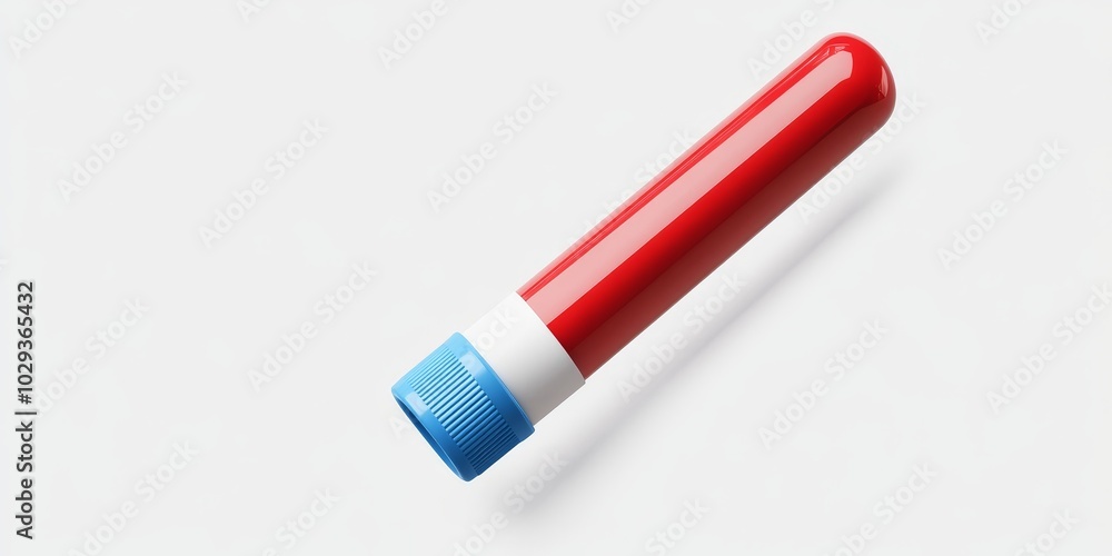 A vibrant collection tube sitting on a white surface, capturing the essence of laboratory preparation for medical testing A vibrant collection tube sitting on a white surface, capturing the essence of laboratory preparation for medical testing