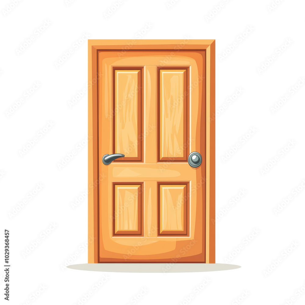 Illustration of a wooden door, close-up, isolated on white background. isolated on transparent background. Illustration of a wooden door, close-up, isolated on white background. isolated on transparent background.