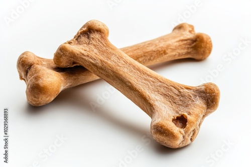 Dog Bone Isolated. Chewy Snack for Small Dogs on White Background photo