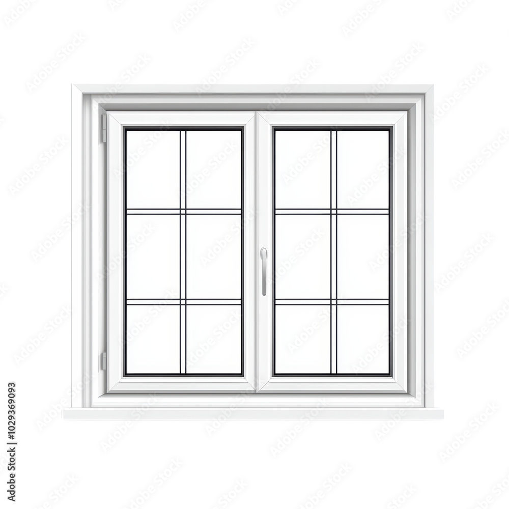 Stylish double-pane window design with grid patterns, white isolate background. isolated on transparent background. Stylish double-pane window design with grid patterns, white isolate background. isolated on transparent background.