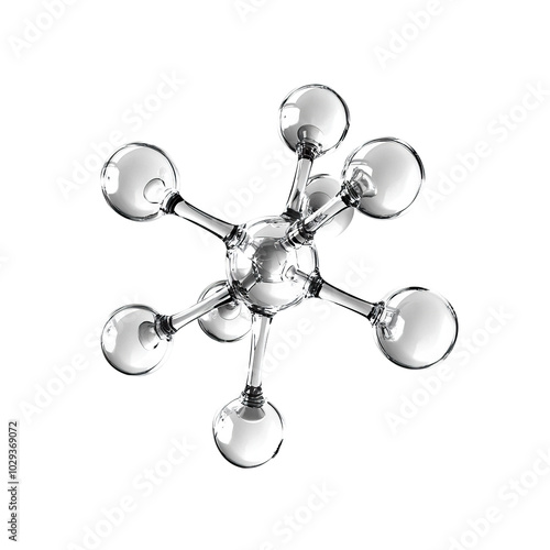Fototapeta Naklejka Na Ścianę i Meble -  Molecular structure with spherical nodes, isolated on transparent cutout background