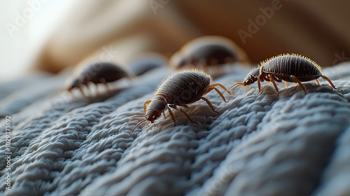 Widespread bed bug infestation on mattress insect pest photo