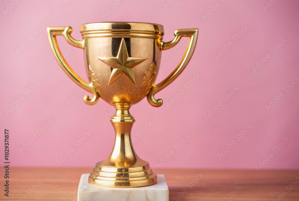 A golden trophy with a star on top A golden trophy with a star on top
