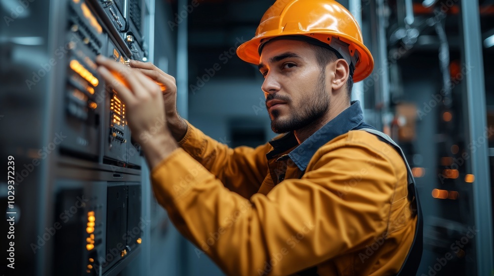 Inspector in Protective Gear Conducting Safety Tests Inspector in Protective Gear Conducting Safety Tests