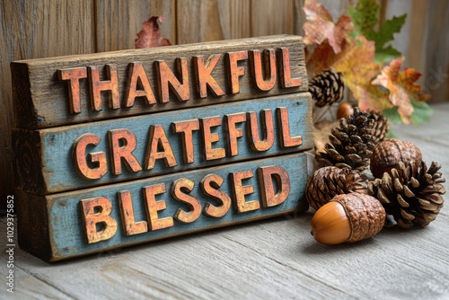 thankful, grateful, blessed - Thanksgiving theme
