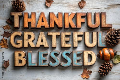 thankful, grateful, blessed - Thanksgiving theme