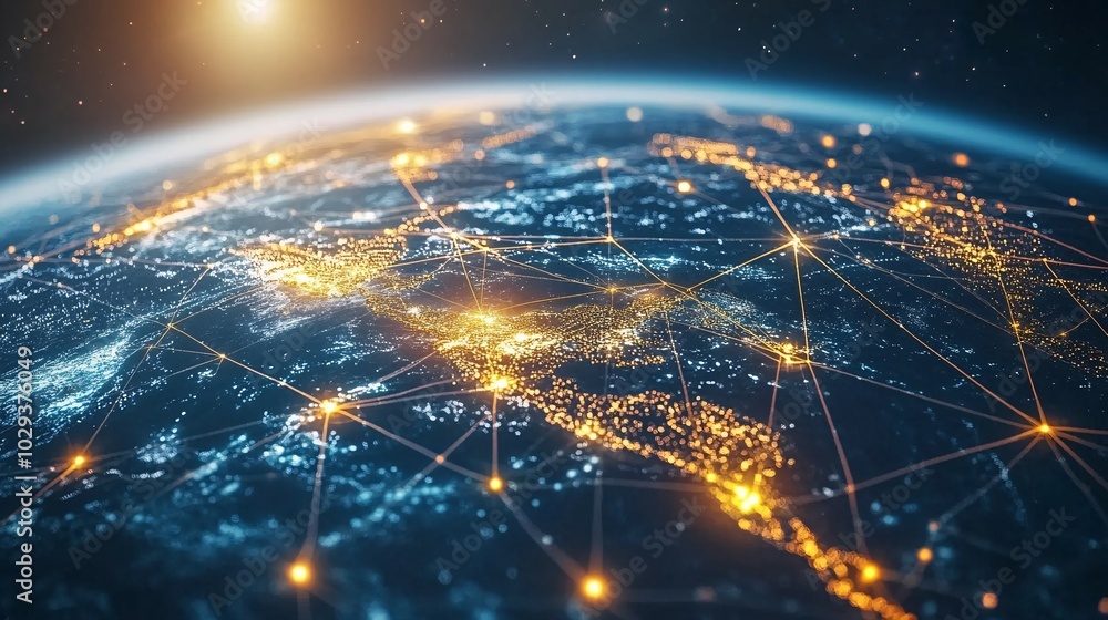 Earth Illuminated with Network of Interconnected Nodes Earth Illuminated with Network of Interconnected Nodes