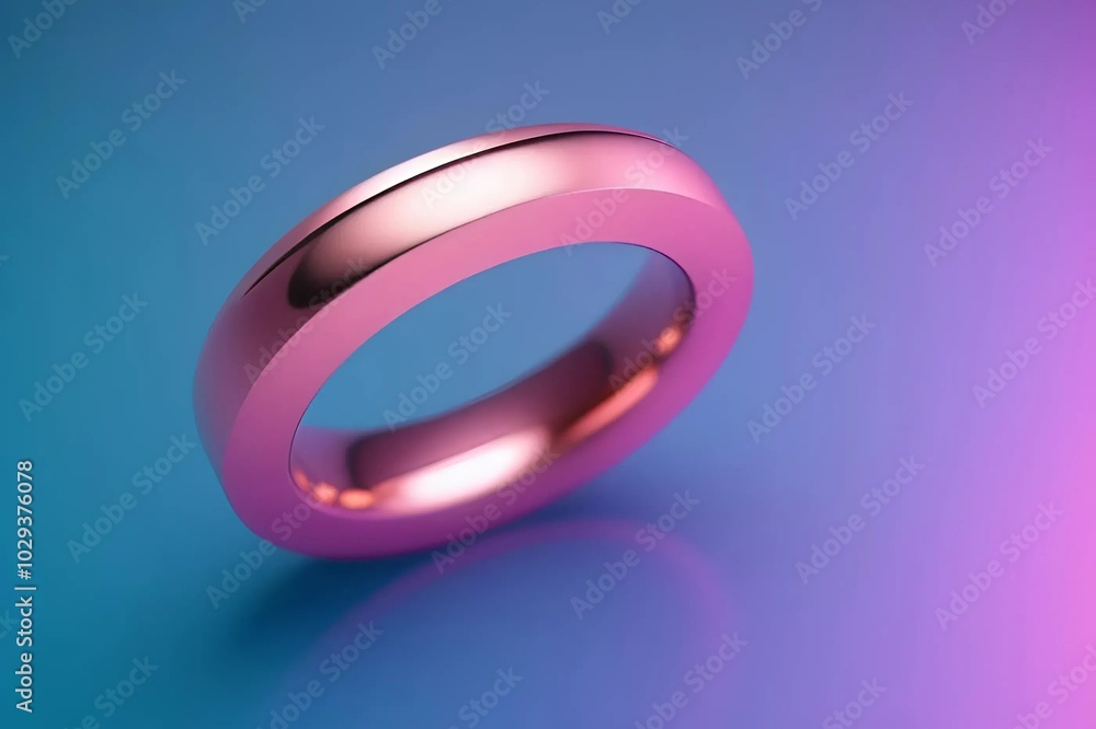 A pink wedding ring elegantly displayed against a vibrant blue and purple background, highlighting its beauty and design. A pink wedding ring elegantly displayed against a vibrant blue and purple background, highlighting its beauty and design.