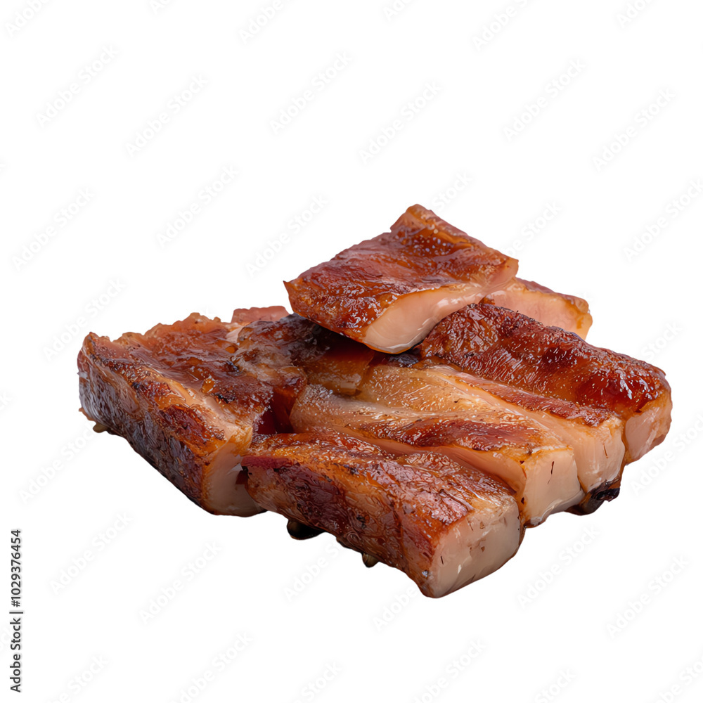 Succulent grilled meat pieces, white isolate background transparent background Succulent grilled meat pieces, white isolate background transparent background