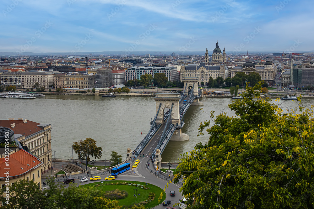 Fototapeta premium Beautiful Budapest Panoramic view from Castle District of Buda. Hungary.