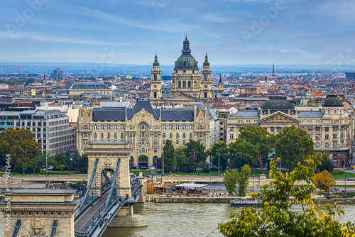 Beautiful Budapest Panoramic view from Castle District of Buda. Hungary.