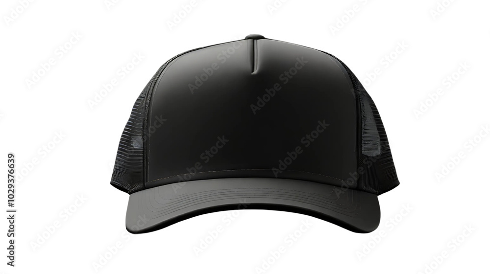 Blank Black Trucker Hat Mockup on White Background Blank Black Trucker Hat Mockup on White Background