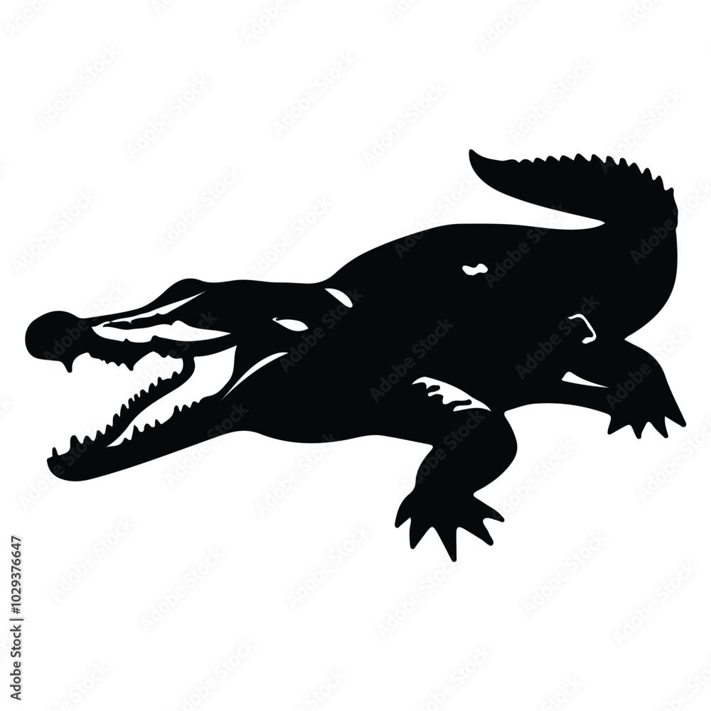 Obraz premium black crocodile vector with white background