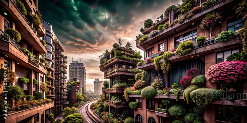Fototapeta premium Green Urban Living Concept Art: Eco-Friendly Landscape Sketch Style for Sustainable Cities