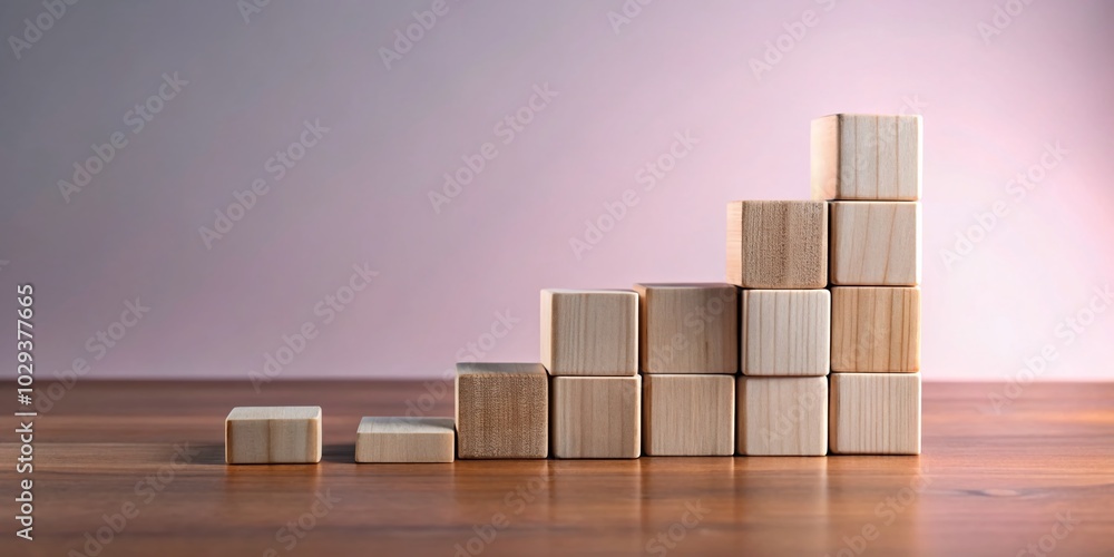 Wooden Cubes Representing Profit and Loss on Stylish Gray Table with Pink Backdrop Wooden Cubes Representing Profit and Loss on Stylish Gray Table with Pink Backdrop