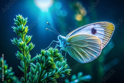 Groer Kohlweiling on Plant in Wulmstorfer Heide - Low Light Photography photo