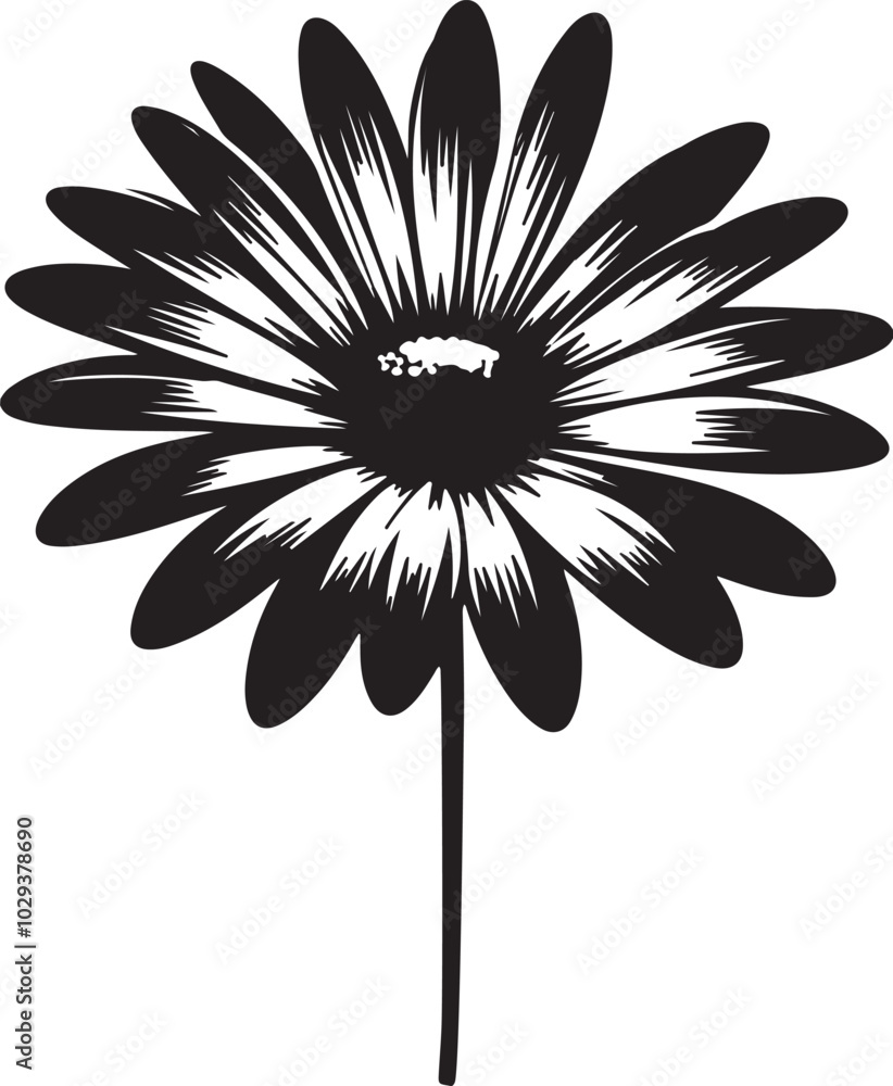 Daisy flower silhouette vector art illustration. Isolated on transparent background Daisy flower silhouette vector art illustration. Isolated on transparent background