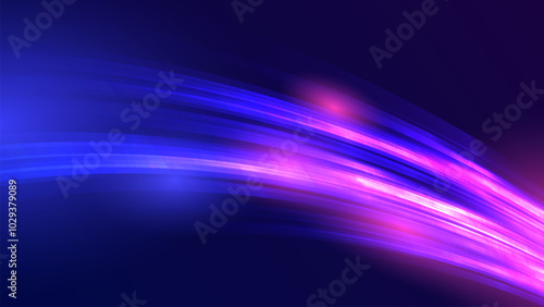 Modern abstract High speed effect. fast running motion. dynamic colorful light trails on blue background. Futuristic digital technology concept