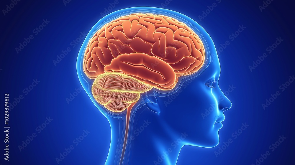 Abstract depiction of a human brain with glowing neural connections, symbolizing cognitive function, neuroscience, and the intricate structure of the nervous system, Gnerative Ai Abstract depiction of a human brain with glowing neural connections, symbolizing cognitive function, neuroscience, and the intricate structure of the nervous system, Gnerative Ai