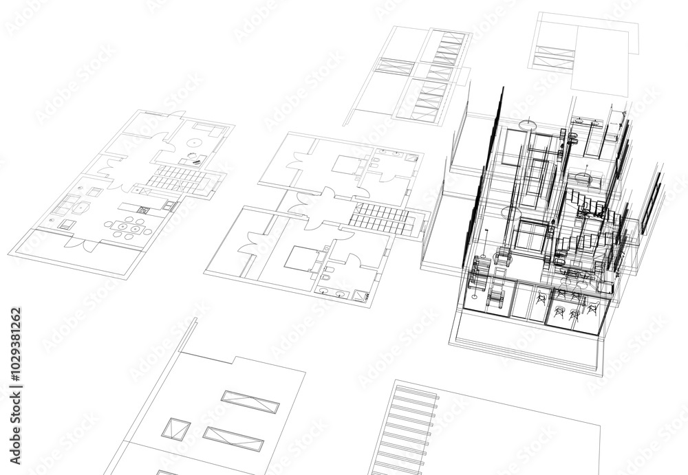 architectural drawing 3d illustration architectural drawing 3d illustration
