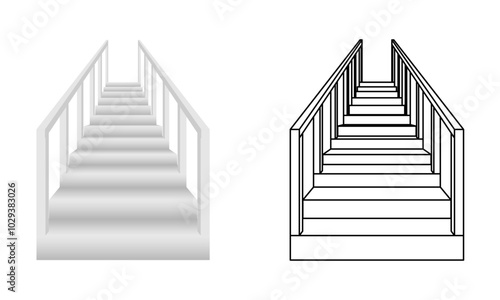 white stairs straight to the top vector illustration isolated on white background.
