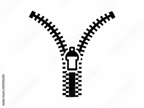 zipper isolated on a white background. Zipper Clipart Vector Illustration 