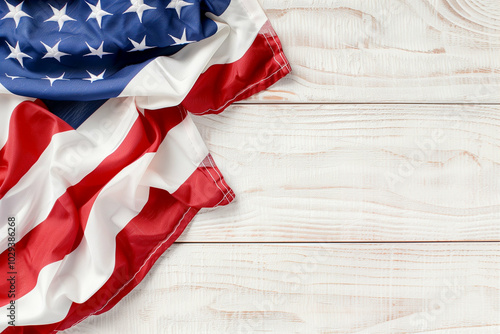 American flag design on wooden background with vibrant colors and texture