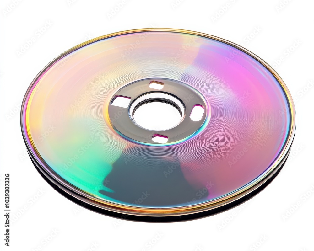 DVD Disk. Blank Compact Disk with Colors and Laser Reflection on White Background DVD Disk. Blank Compact Disk with Colors and Laser Reflection on White Background