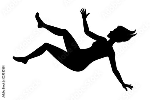 Woman falling down | isolated vector silhouette illustration on white background