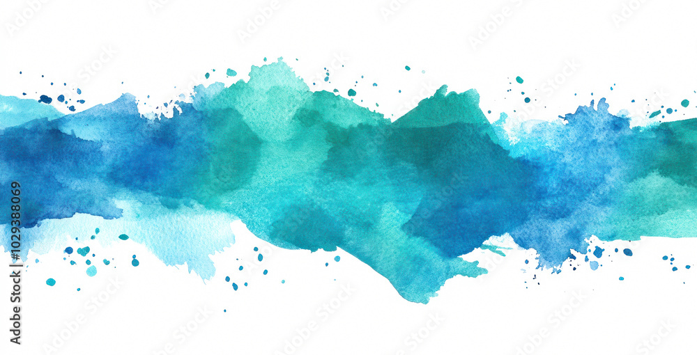 Abstract watercolor splash in shades of blue, green, turquoise Abstract watercolor splash in shades of blue, green, turquoise