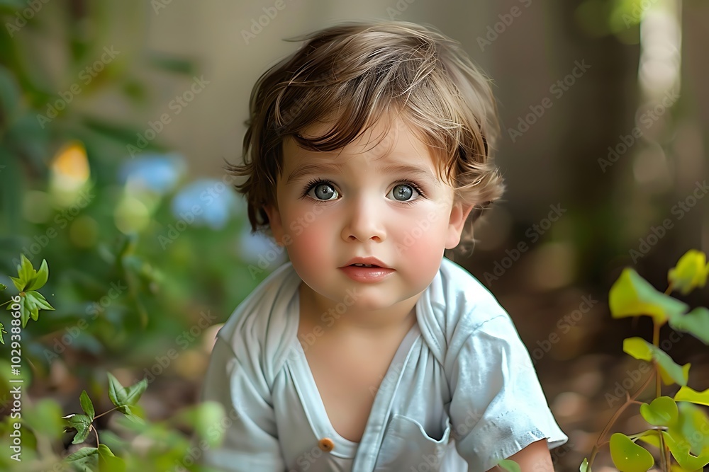 there is a young boy that is sitting in the grass there is a young boy that is sitting in the grass