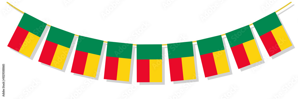 Fototapeta premium benin flag, bunting flag of benin, bunting flag of benin isolated on white, benin state flag, state flag, benin, flag, country, banner of benin flag, bunting flag of benin png, png, sticker, banner