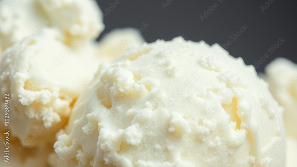 Closeup Vanilla Ice Cream Scoops