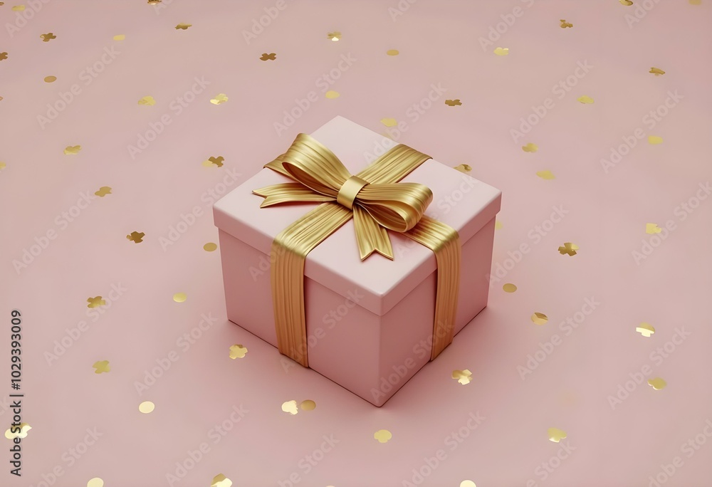 pink gift box with a golden ribbon create with ai pink gift box with a golden ribbon create with ai